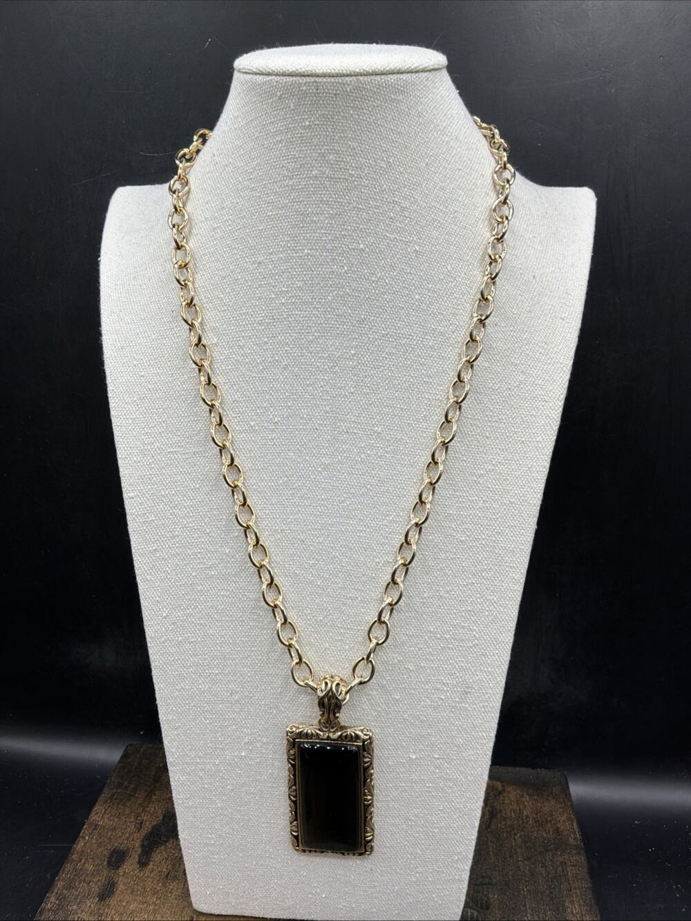 Barse Guinevere Pendant Necklace- Black Onyx- Bronze-NWT